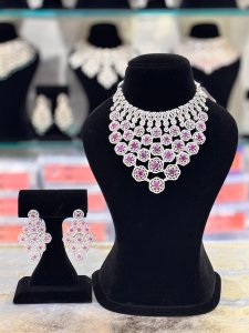 oxidize silver Chain with Earing